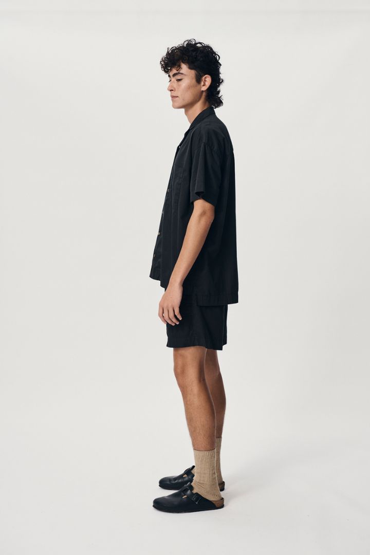 Rowie the Label - Jamie Organic Bowling Shirt in Vintage Black