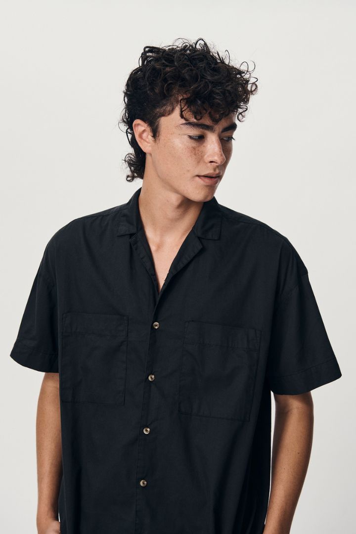 Rowie the Label - Jamie Organic Bowling Shirt in Vintage Black