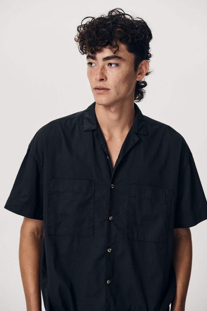 Rowie the Label - Jamie Organic Bowling Shirt in Vintage Black