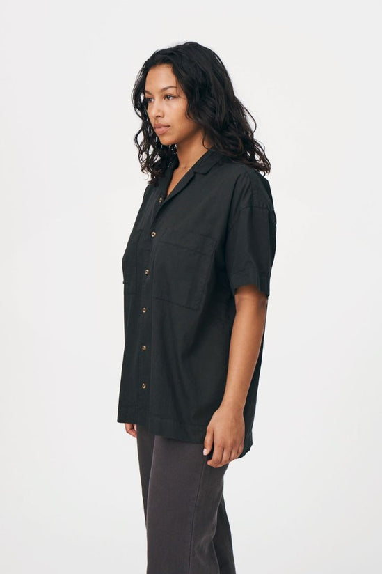 Rowie the Label - Jamie Organic Bowling Shirt in Vintage Black