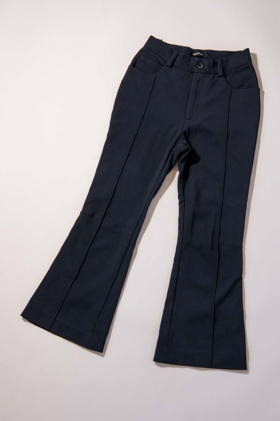 Rachel Comey - Black Stretch Flared Dress Pants with Piping Detail