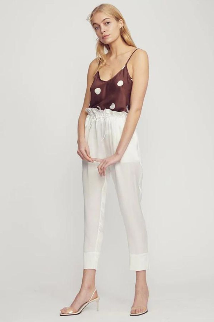 Silk Laundry - Bias Cut Cami in Chocolate Polka Dot