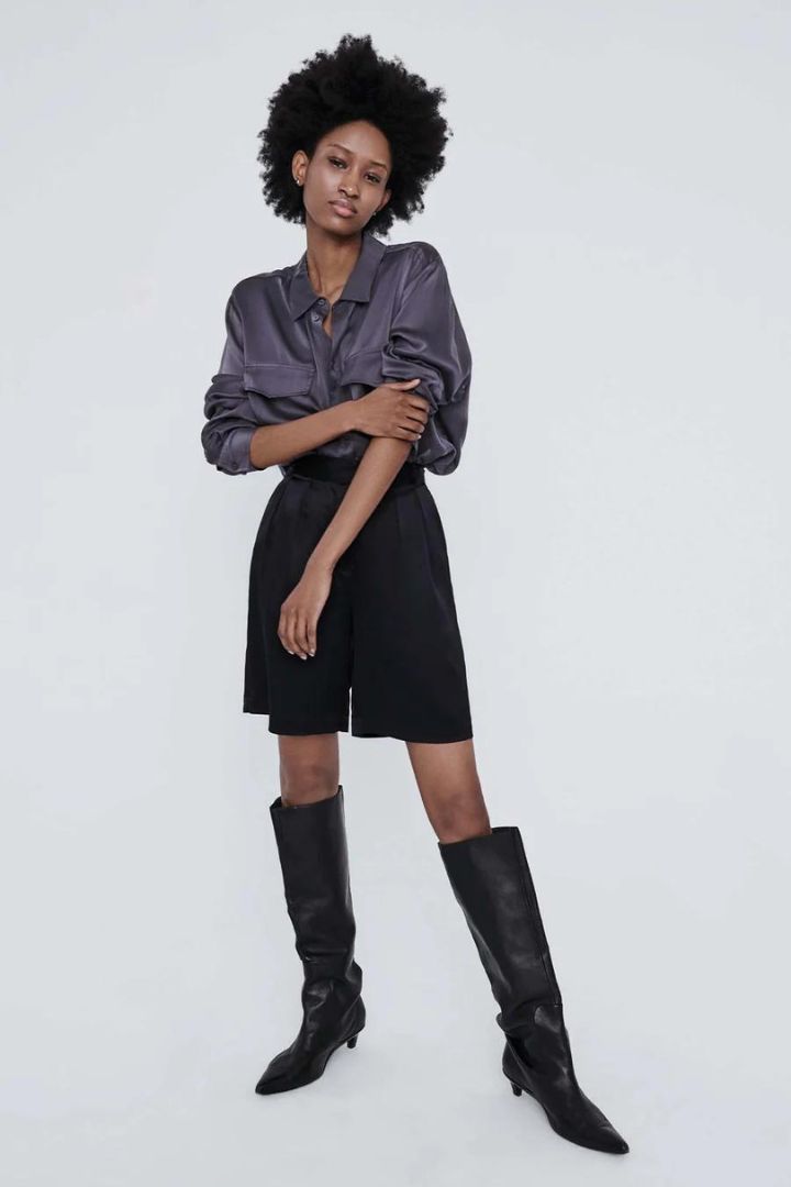 Silk Laundry - Boyfriend Shirt in Black Ash