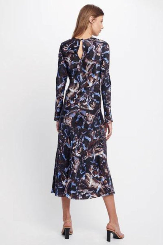 Silk Laundry - Full Sleeve Bias Cut Dress in Snake