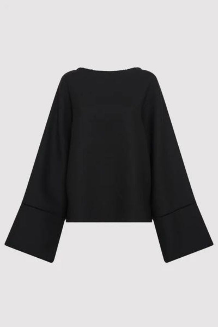 St Agni - Architectural Wool Sweater in Black