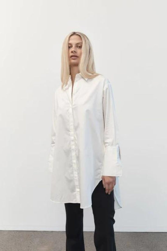 St Agni - Contrast Stitch Shirt in White