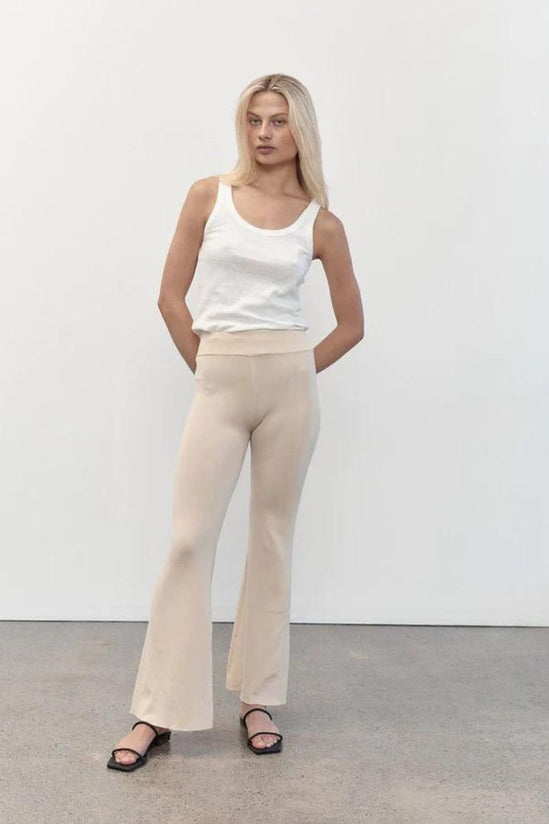 St Agni - Flared Knit Pants in Ecru