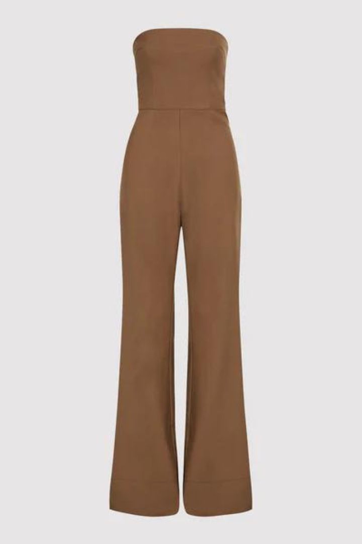 St Agni - Tailored Wool Jumpsuit in Truffle