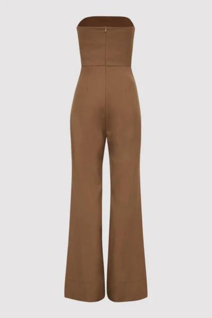St Agni - Tailored Wool Jumpsuit in Truffle