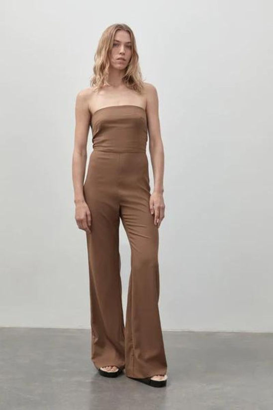 St Agni - Tailored Wool Jumpsuit in Truffle