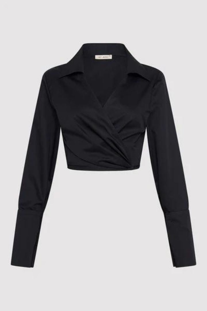 St Agni - Wrap Shirt in Black