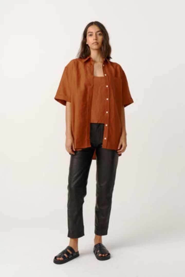 The Bali Tailor - The Hazel Silk Shirt in Rust