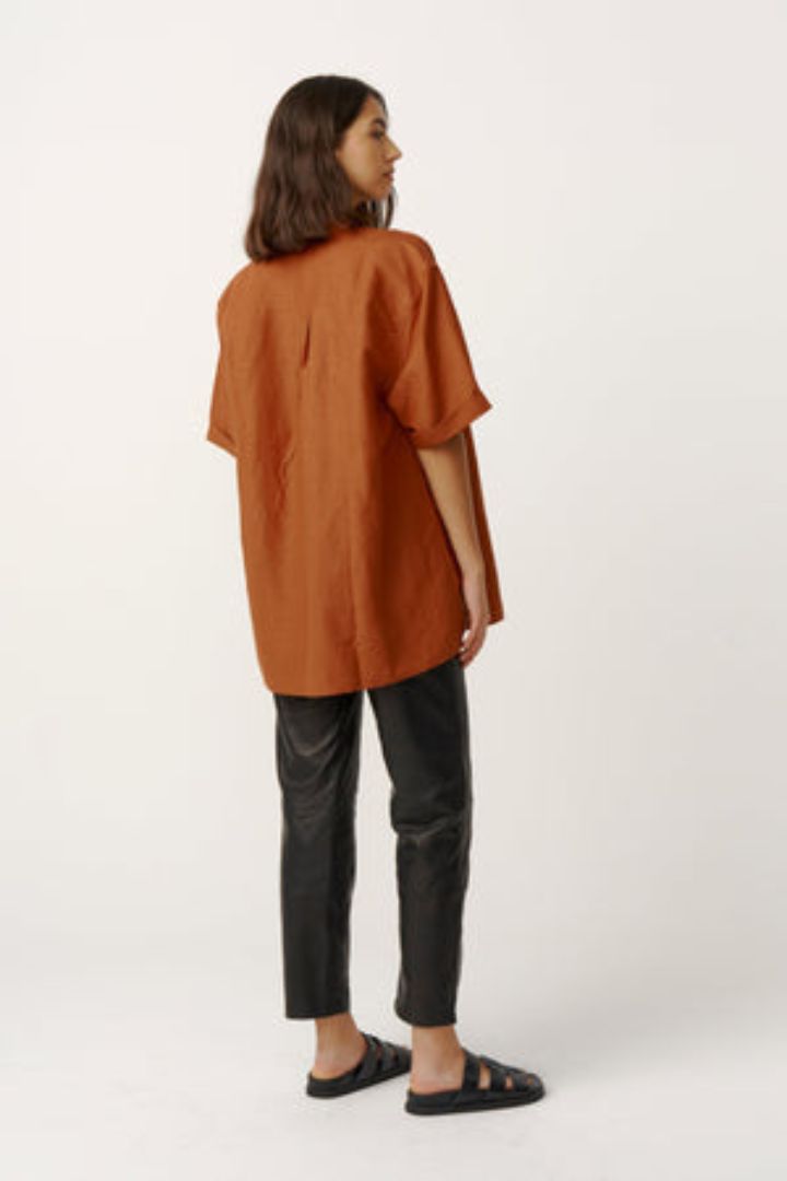 The Bali Tailor - The Hazel Silk Shirt in Rust