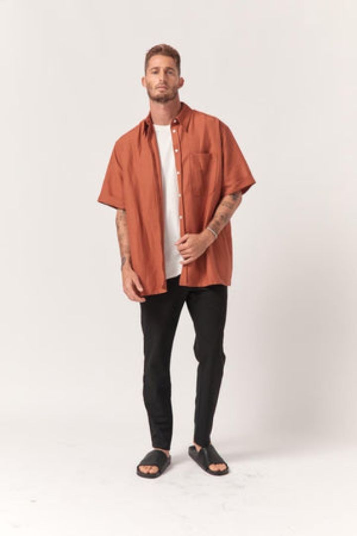 The Bali Tailor - The Hazel Silk Shirt in Rust