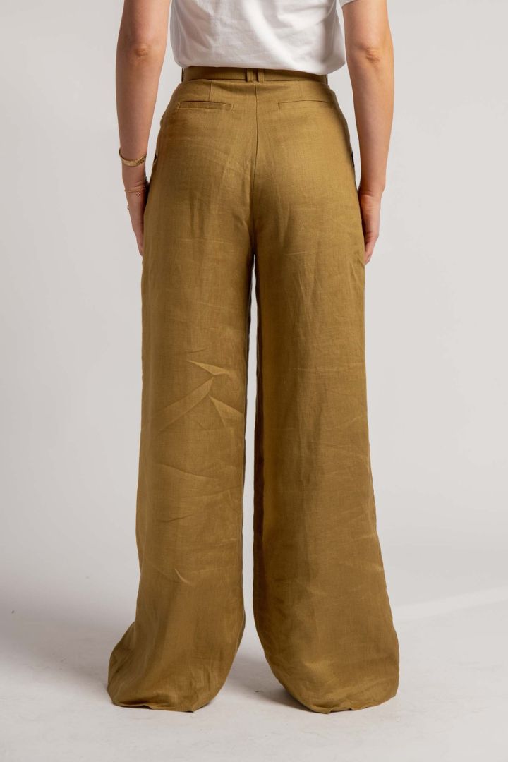 Victoria Lee - Zimmermann - Highwaisted Belted Wide Leg Pant in Khaki Green