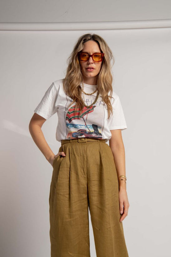 Victoria Lee - Zimmermann - Highwaisted Belted Wide Leg Pant in Khaki Green