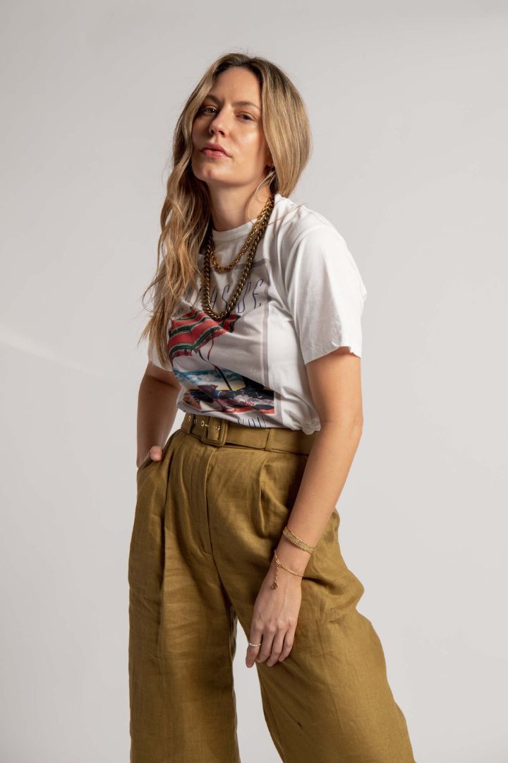 Victoria Lee - Zimmermann - Highwaisted Belted Wide Leg Pant in Khaki Green