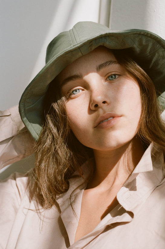 Wellington Factory - Vegan Leather Hat, Cadet Blue - Worn For Good