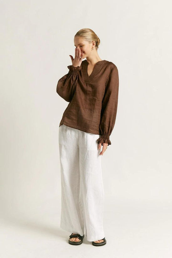 Friend of Audrey - Oia Ramie Top, Chocolate - Worn For Good