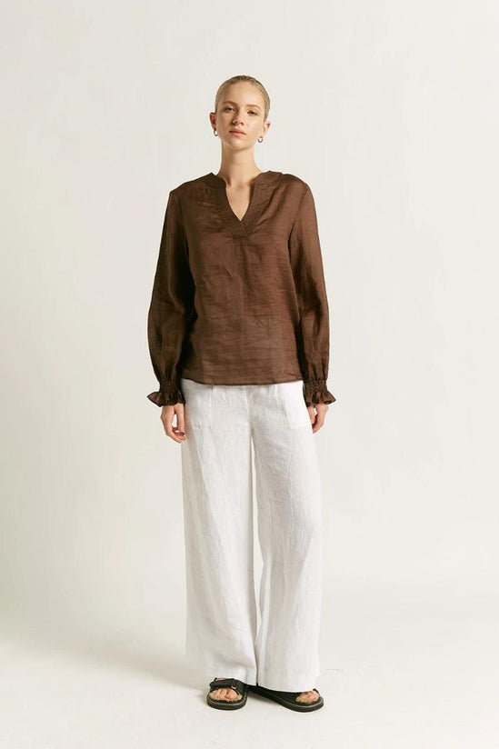 Friend of Audrey - Oia Ramie Top, Chocolate - Worn For Good