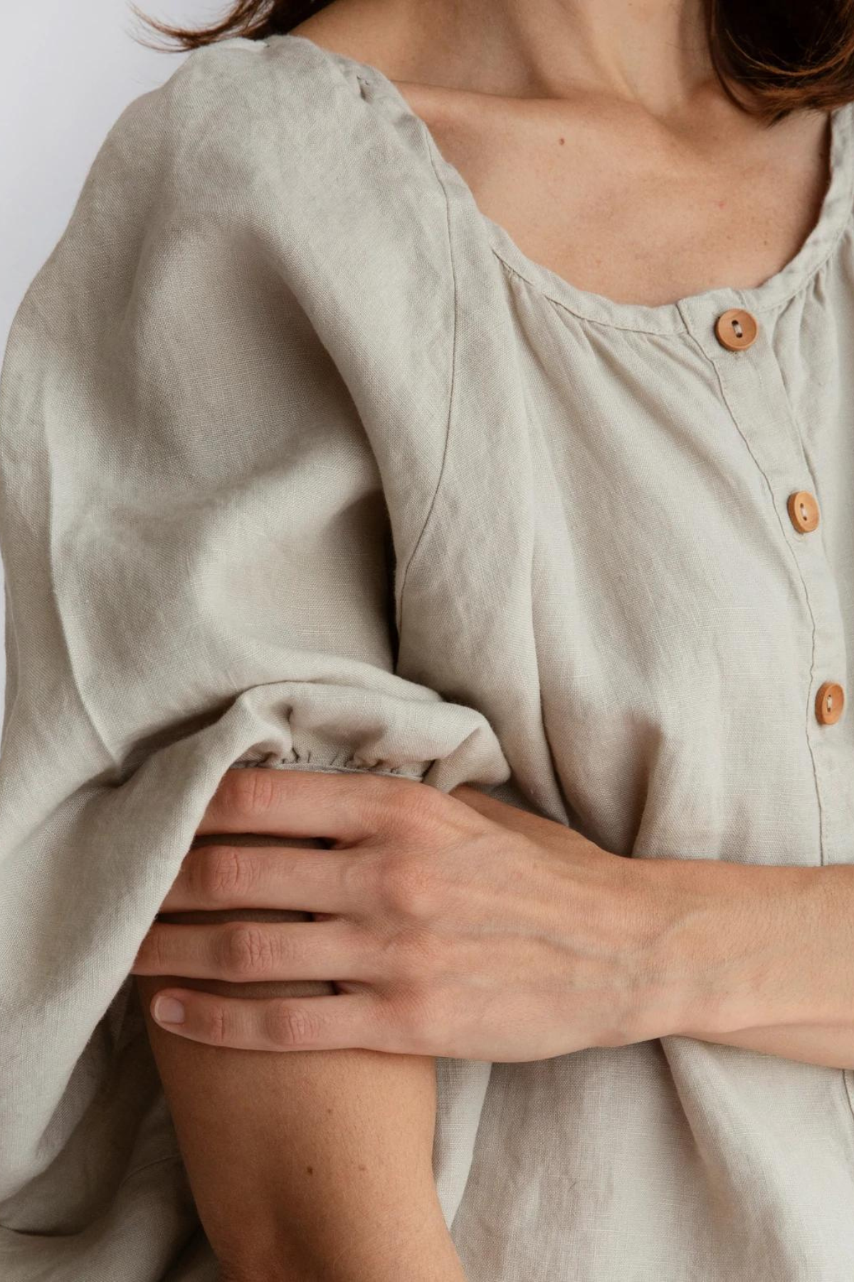 Moss Living - Linen Button Blouse, Egg Shell - Worn For Good