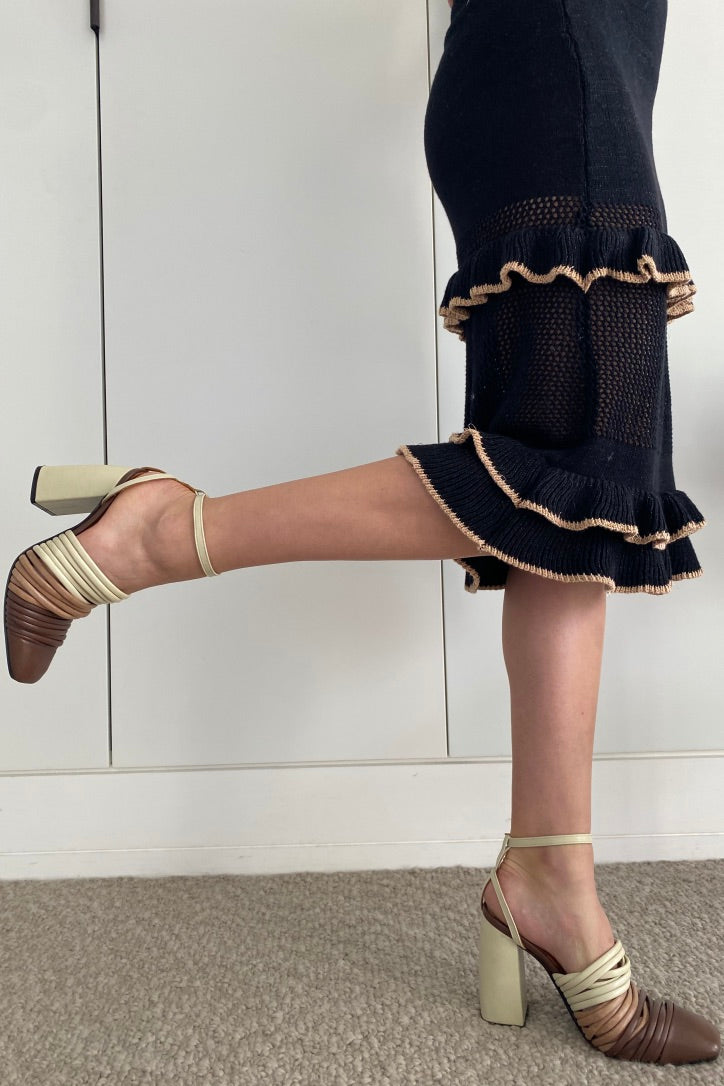 Beau Coops Tonal Strappy Closed Toe Heeled Sandal