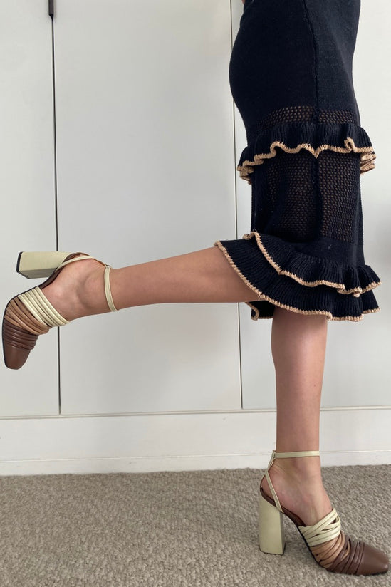 Beau Coops Tonal Strappy Closed Toe Heeled Sandal