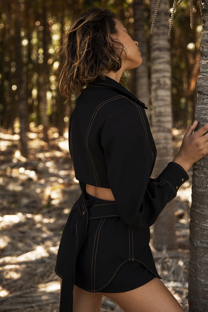 SIR. - Andre Open Back Shirt, Black - Worn For Good