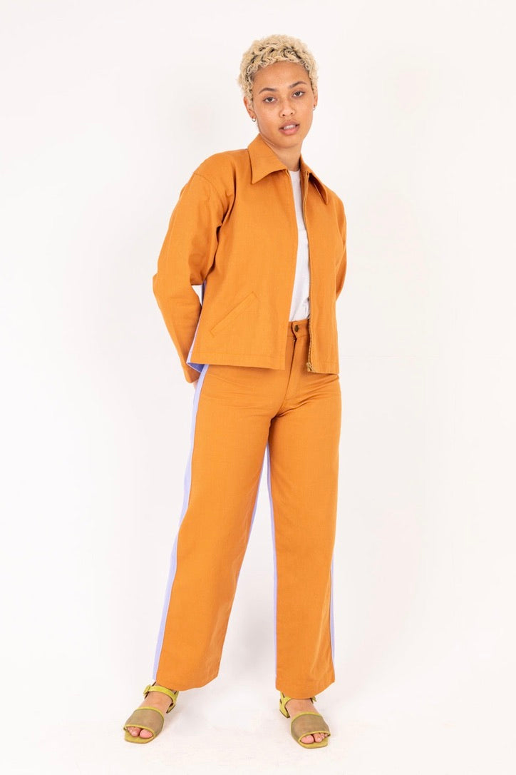 Emma Mulholland on Holiday - Bahamas Jacket, Contrast Orange and Lilac - Worn For Good