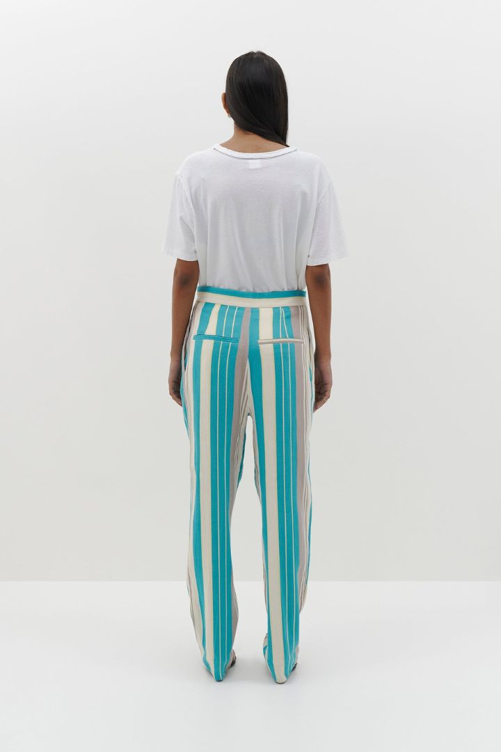 Bassike - Stripe Pleated Tailored Pant