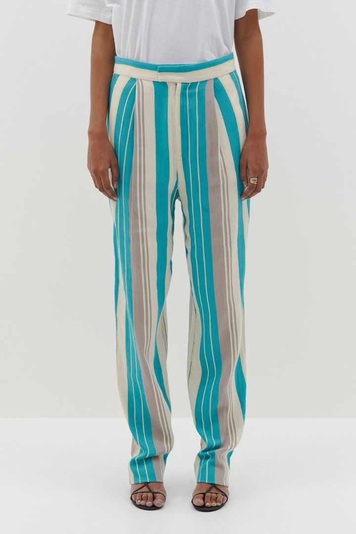 Bassike - Stripe Pleated Tailored Pant