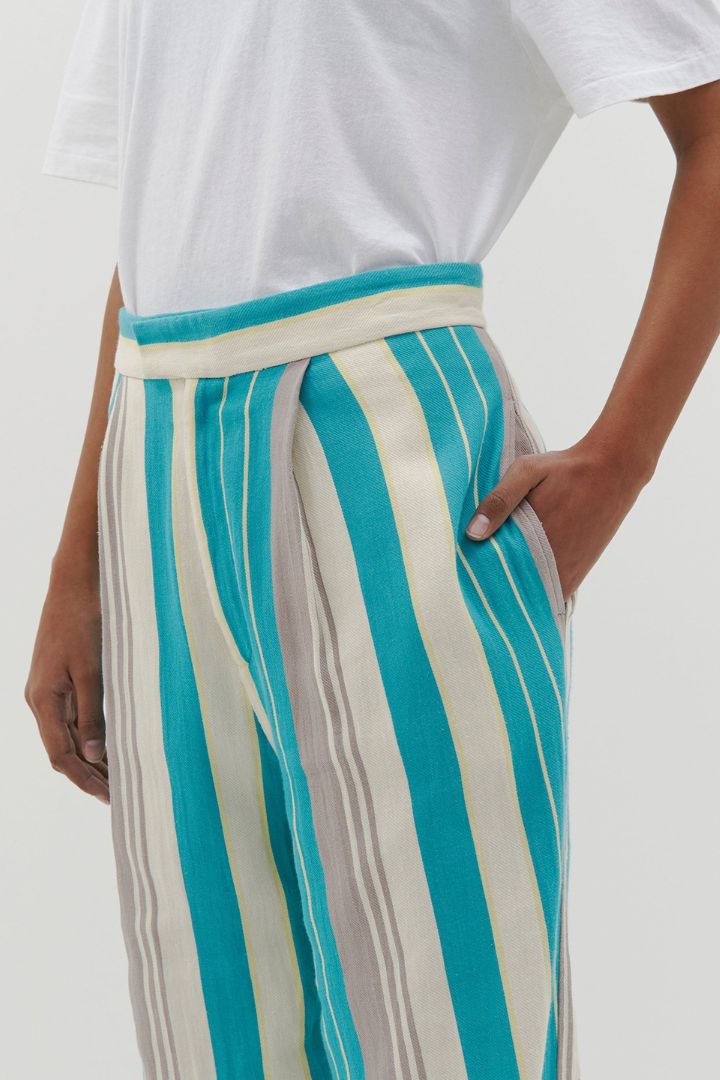 Bassike - Stripe Pleated Tailored Pant