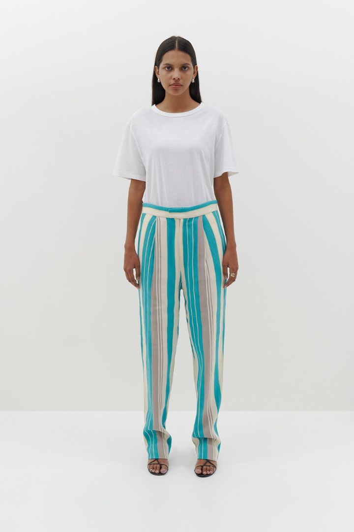 Bassike - Stripe Pleated Tailored Pant