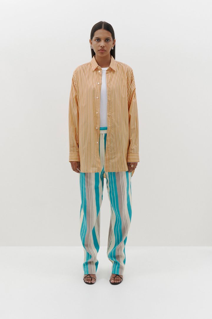 Bassike - Stripe Pleated Tailored Pant