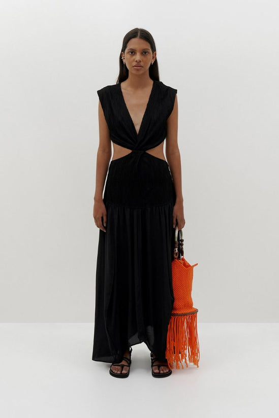 Bassike - Textured Jersey Knotted Dress in Black