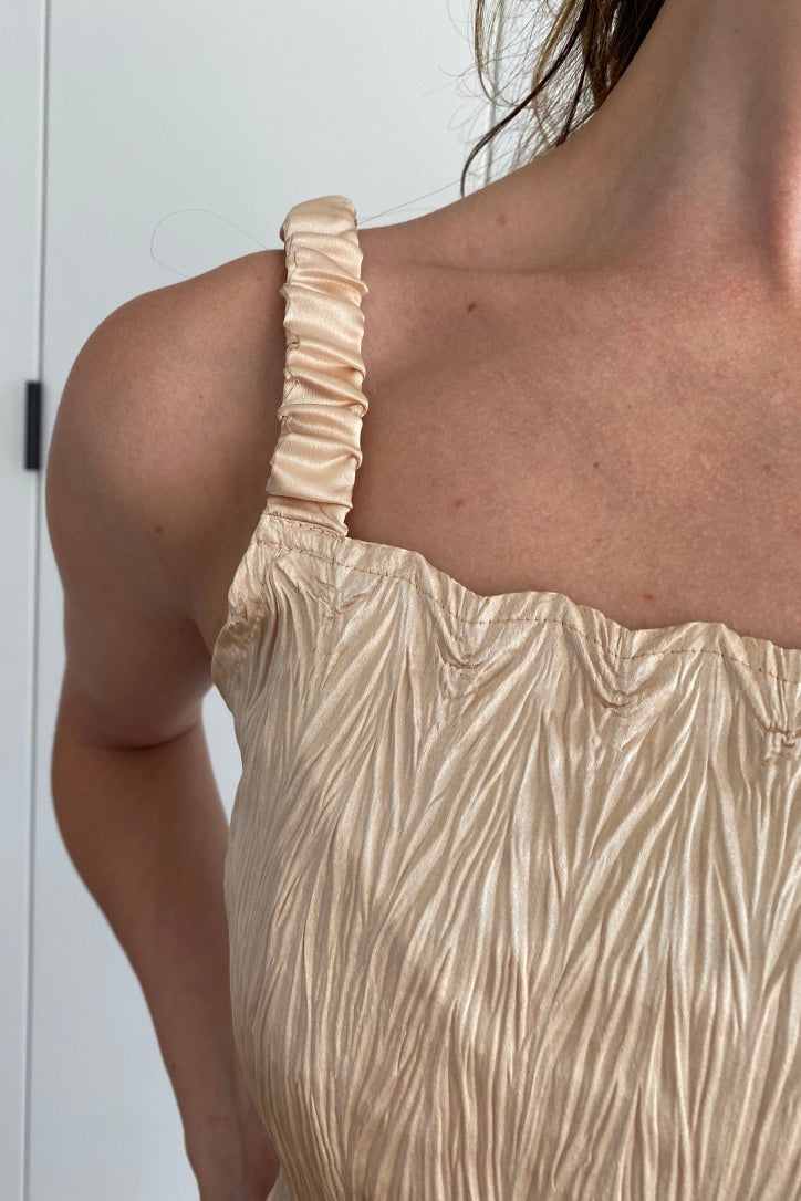 Vintage Gold Silk Textured Singlet