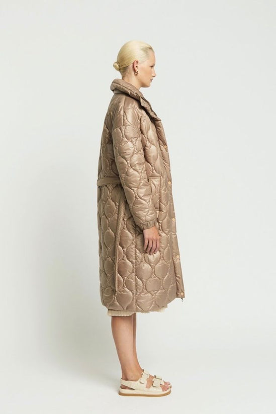 Friend of Audrey - Maxwell Quilted Oversized Coat, Beige - Worn For Good