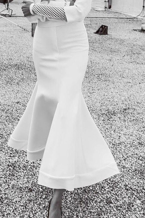 Ellery - Pow Fluted Skirt, White - Worn For Good
