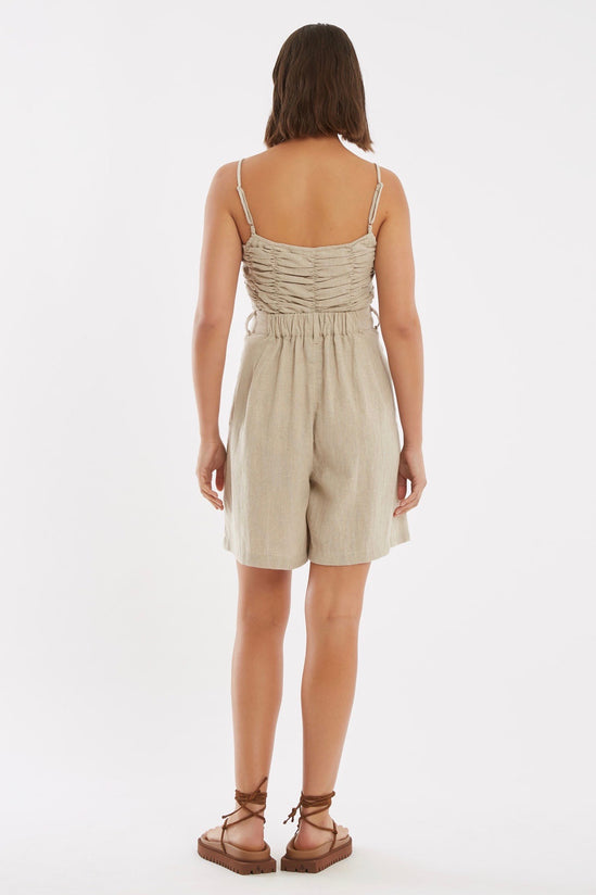 Zulu & Zephr - Flax Linen Gathered Cami, Beige - Worn For Good