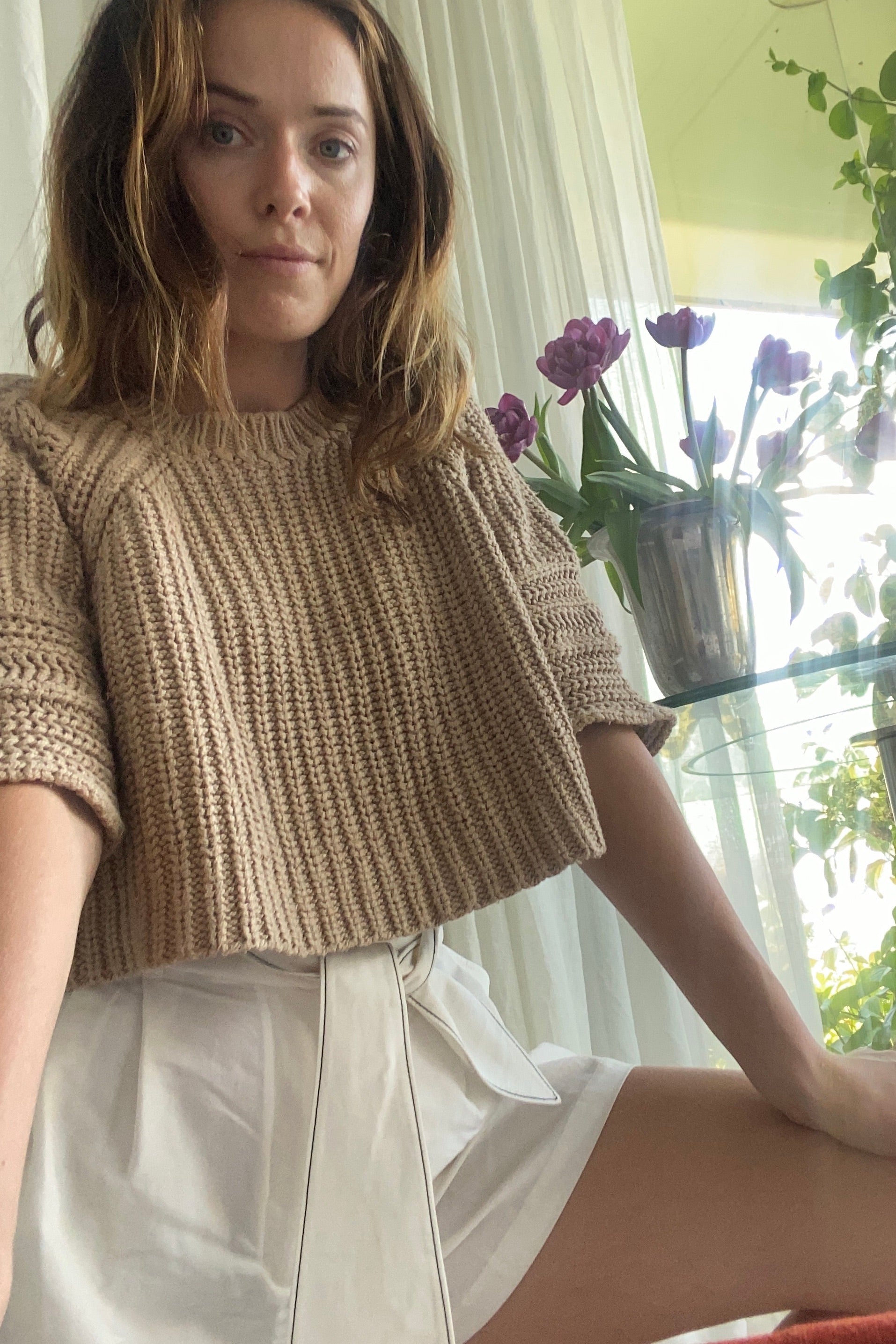 Chloe Soft Brown Knit Crop