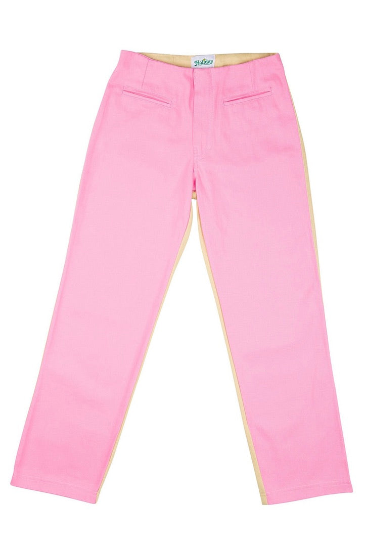 Emma Mulholland on Holiday - Kokomo Pant, Contrast Pink and Cream - Worn For Good