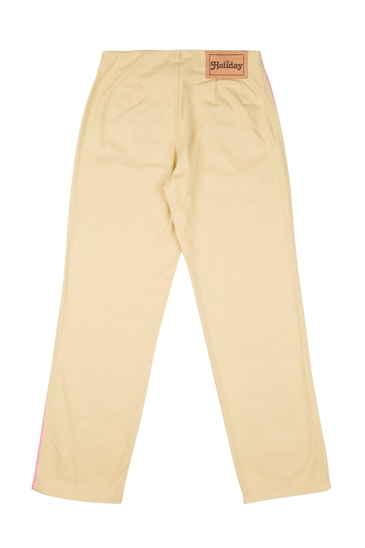 Emma Mulholland on Holiday - Kokomo Pant, Contrast Pink and Cream - Worn For Good