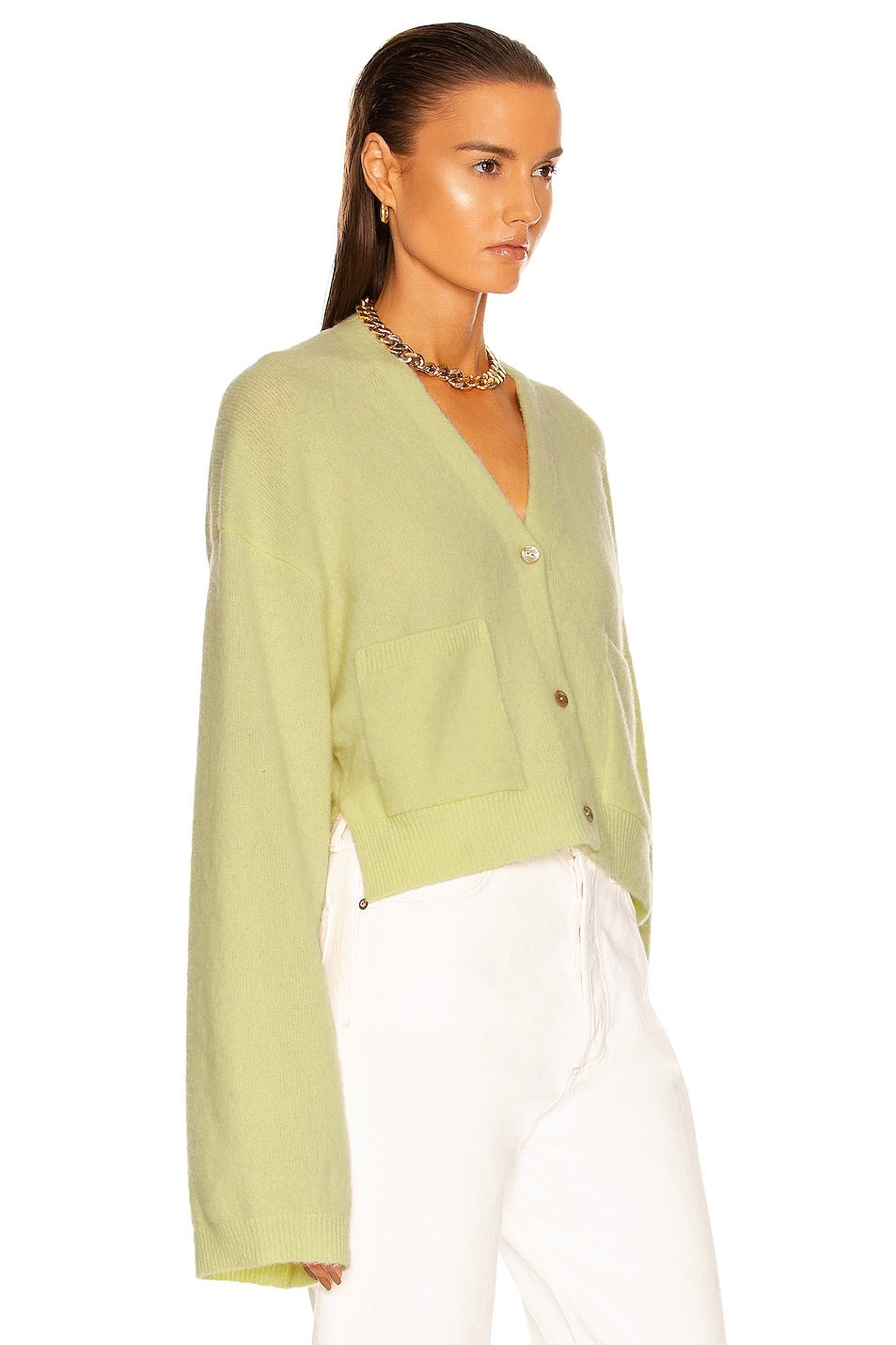 Nanushka - Cropped Cardigan, Lime - Worn For Good