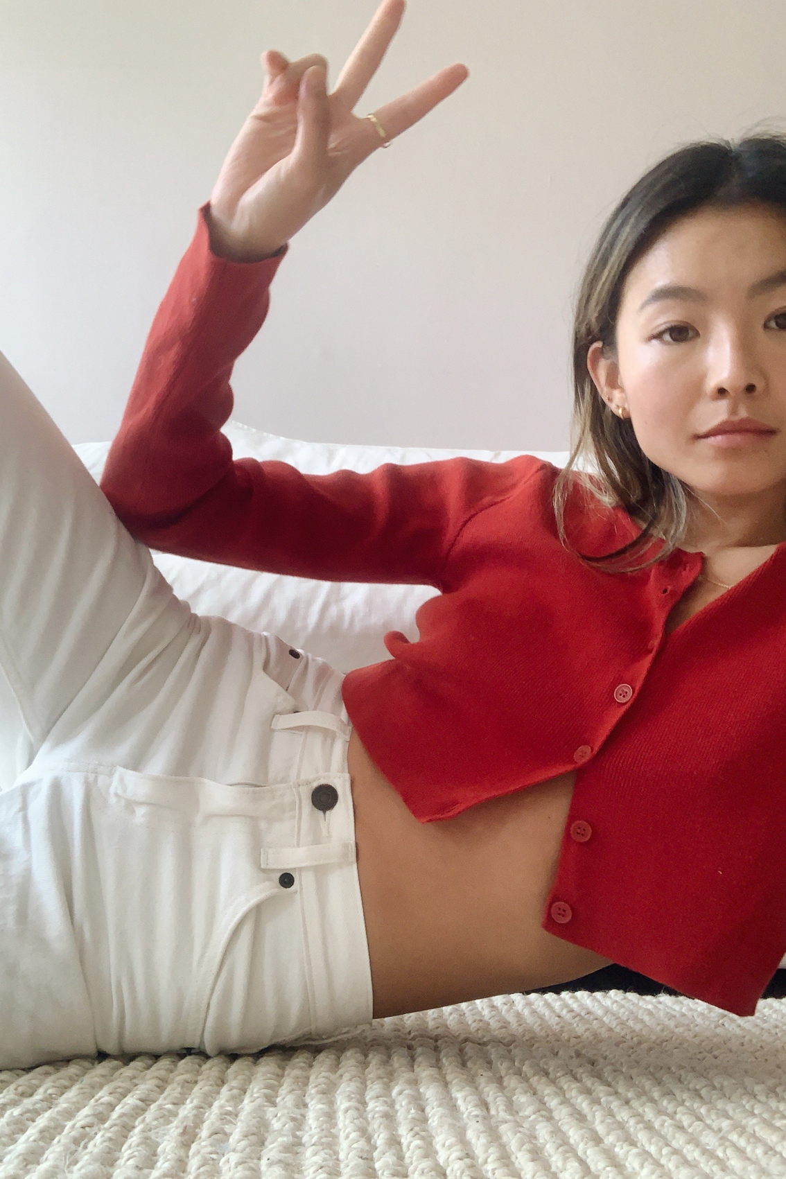 Red athelia knit deals top