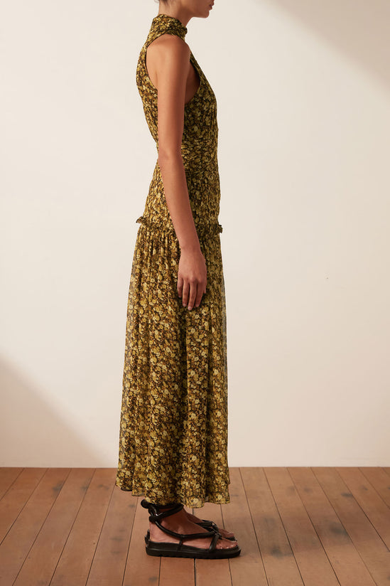 Shona Joy -  Carmela Sleeveless Button Up Midi Dress, Ochre - Worn For Good