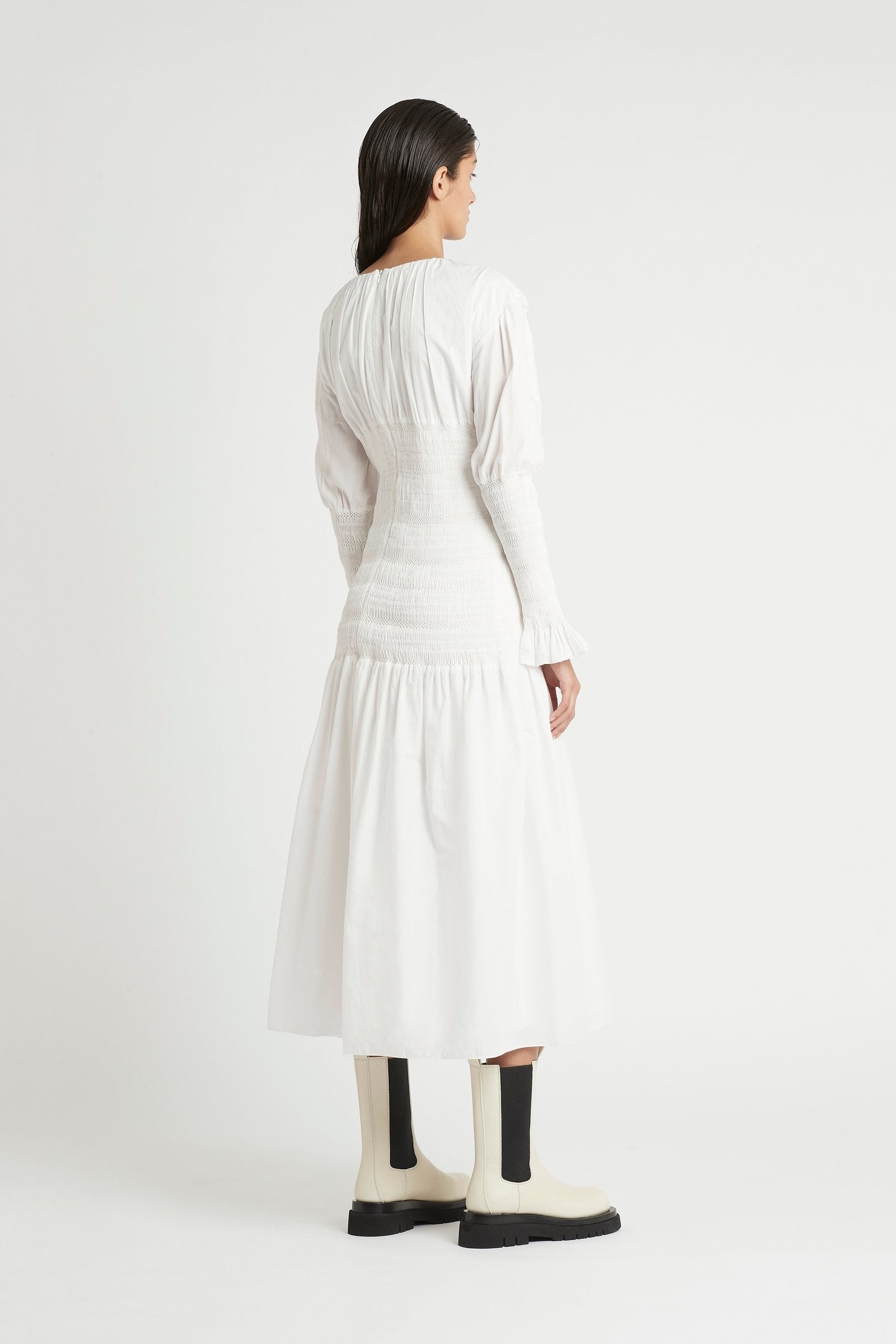 SIR - Cecil Long Sleeve Midi Dress, White