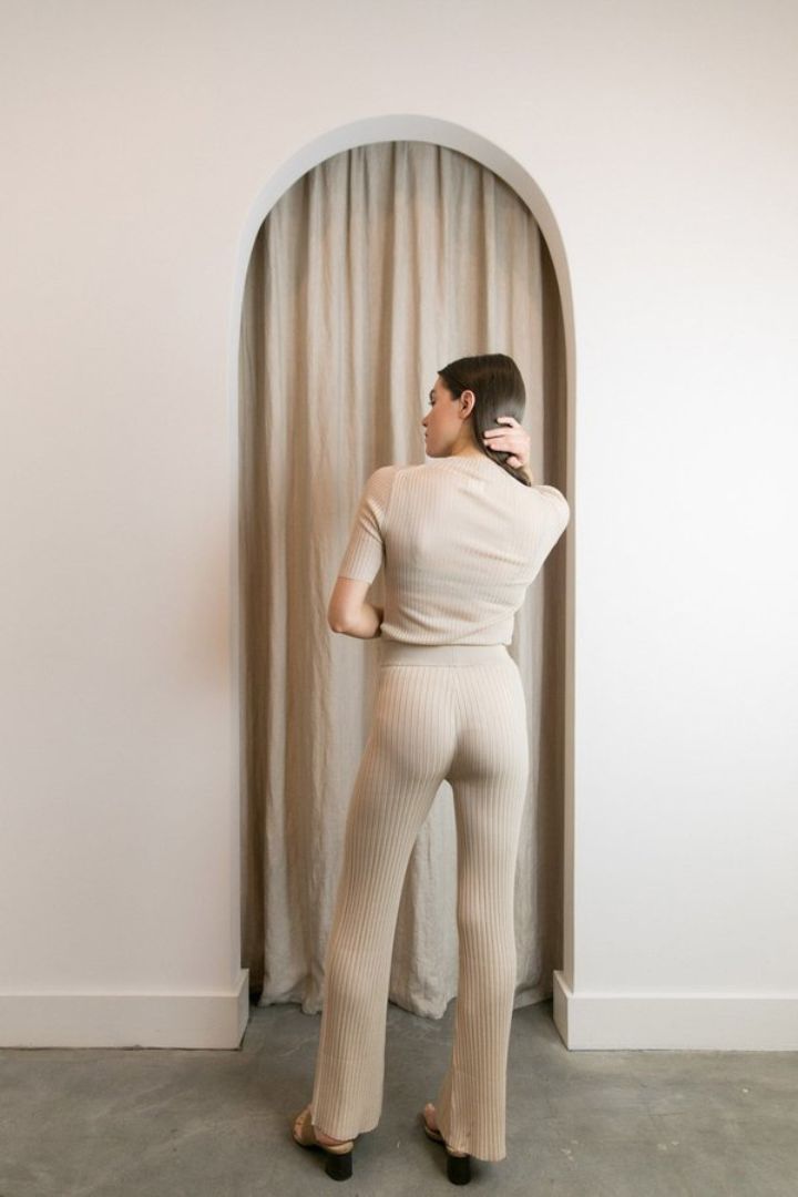 St Agni Enzo Knit Pants in Sand 100 Of Profits Donated Worn
