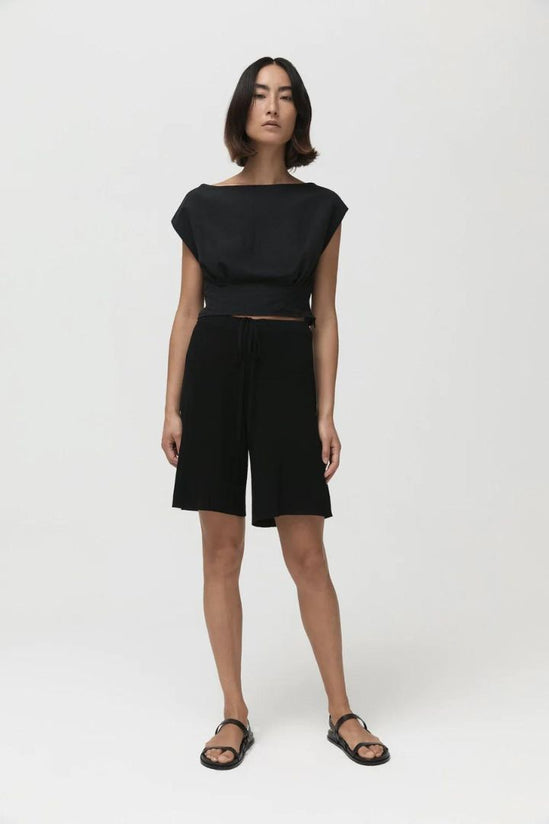 St Agni - Zola Knit Long Shorts in Black