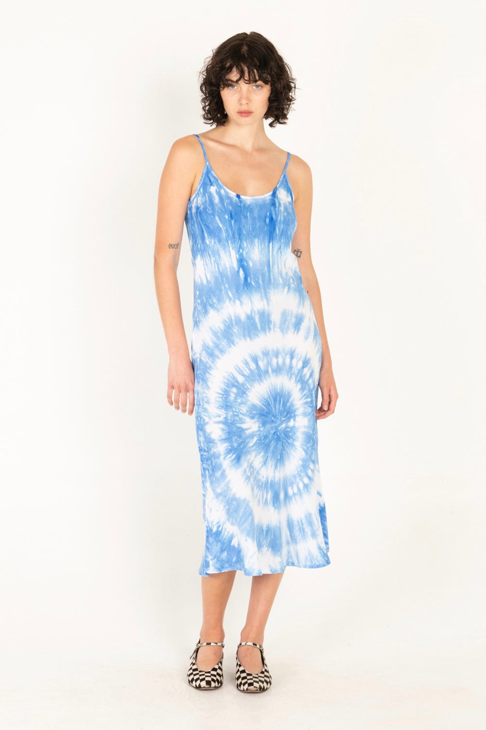 Emma Mulholland on Holiday - Vacation Slip Dress, Tie Dye Blue - Worn For Good