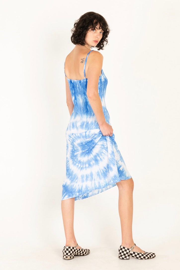 Emma Mulholland on Holiday - Vacation Slip Dress, Tie Dye Blue - Worn For Good